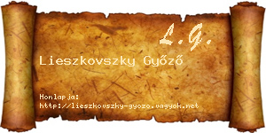 Lieszkovszky Győző névjegykártya